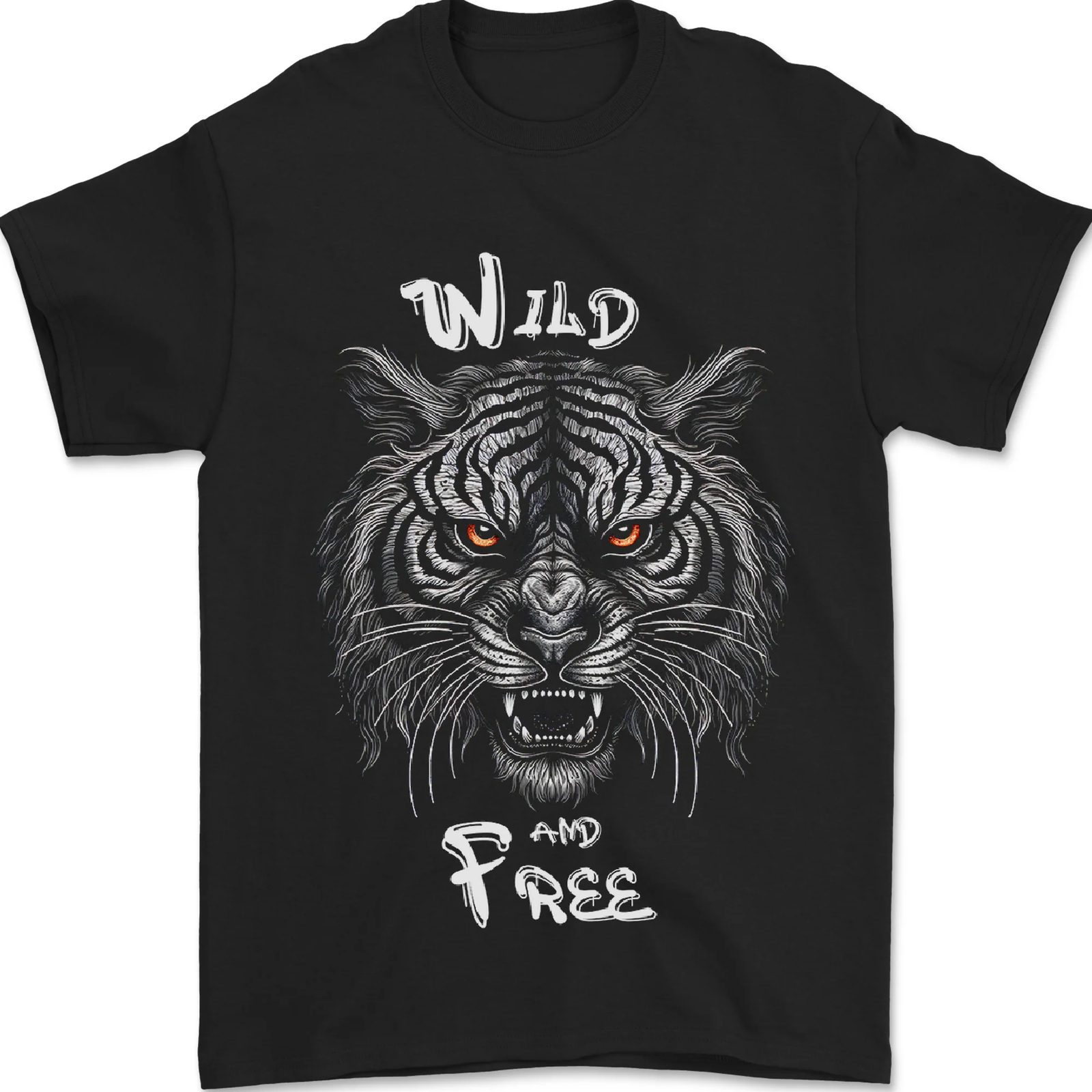 Wild and Free Tiger Mens T-Shirt 100% Cotton