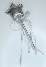 VINTAGE 1999 Build a Bear BAB Silver Satin & Beaded Padded STAR WAND
