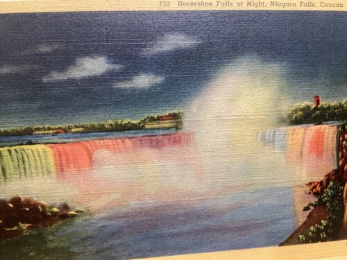 Horseshoe Falls at Night: Niagara Falls, NY - Postal de colección - Imagen 2 de 3
