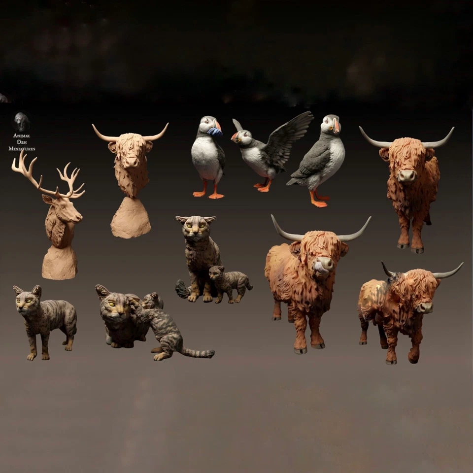 3DRIFTER Tiere des Nordens Figuren III 1:32 Miniaturen unbemalt 1/32 Diorama Modellbau