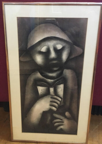 Original David Mbele Charcoal- "BOOK"- Signed- 12" x 20" VERY RARE  - Picture 1 of 5