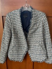   Banana Republic Women's Tweed Fringe Open Front Blazer Jacket Size 8P B27 