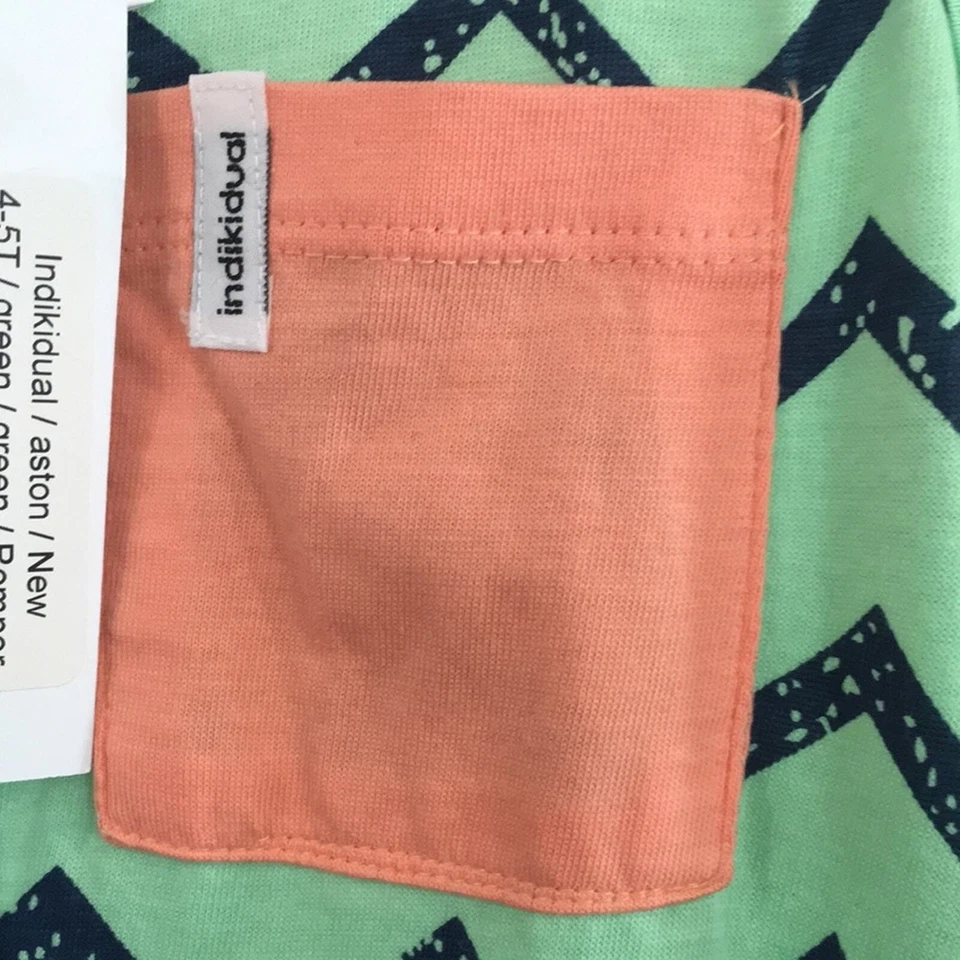 NUEVO Mameluco Jersey Indikidual Niñas Talla 4/5 ORGÁNICO Aston Zig Zag 100% Algodón Foto 3 de 4