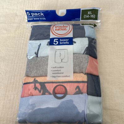 Boys WonderNation  Boxer Briefs Size 14-16 5 Pair New