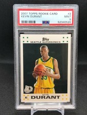 2007/08 TOPPS KEVIN DURANT WHITE RC ROOKIE CARD #2 PSA 9 MINT NETS SONICS. rookie card picture