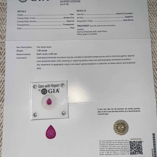 GIA Certified 1.94Ct Natural Pink Sapphire from East Africa - Image 4 of 4