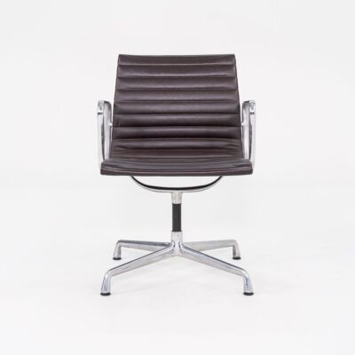 2012 Herman Miller Eames Aluminum Group Side Desk Chair Brown Leather 5x Avail