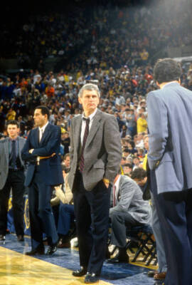 Head coach Bill Frieder University of Michigan looks on du- Basketball Photo 1