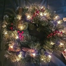 National Tree Company 20" Crestwood Spruce Christmas Wreath Silver Cones Lights