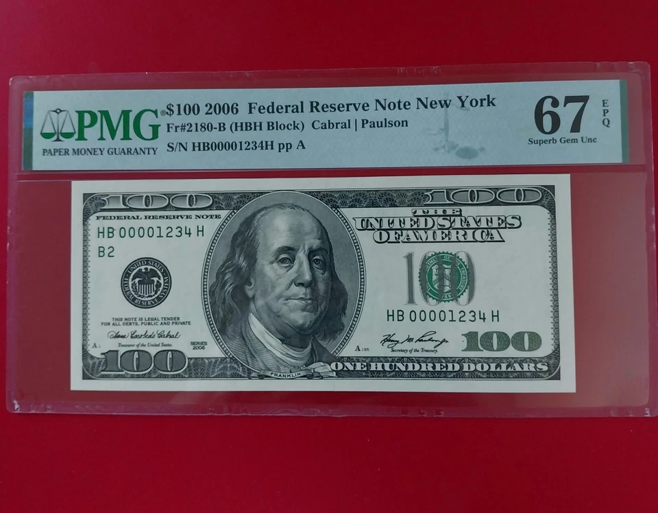 2006 US $100 Dollar Bill Federal Reserve Note Ladder PMG 67EPQ - Image 4 of 4