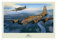 Franz Stigler and Charlie Brown "A Higher Call" Nicolas Trudgian B-17 Bf-109 art