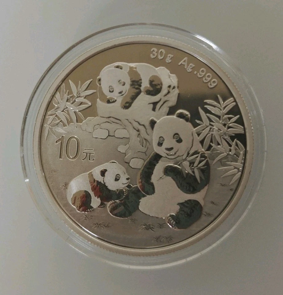 5x MONEDAS 1 ONZA PANDA 2021/22/23/24 Y 2025 S/C PLATA 999 CAPSULA S/C - Imagen 3 de 4