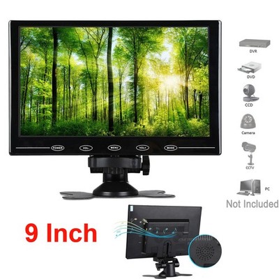 9'' CCTV Security Monitor PC Screen AV/VGA/HDMI Video for DSLR POS Car DVD
