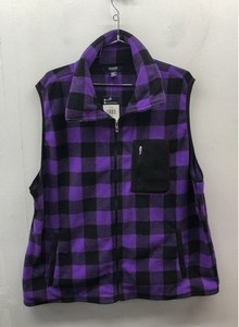 Chaps Sport Women's Purple Black Buffalo Plaid Fleece Vest Full Zip NWT 3X