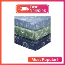 FIEMOL Baby Mini Crib Sheets Boy, Portable 38  x26  Pack and Play Sheets Fitted f