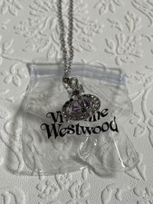 Silver Vivienne Westwood Purple 3D Orb Pendant Necklace