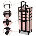 Byootique Rolling Makeup Train Case Trolley w/ Cube Case Cosmetic Organizer Pink — photo 2