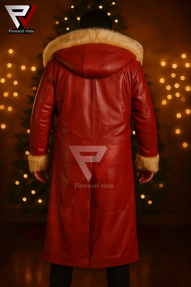 Santa suit-Santa Claus Leather Trench Coat Christmas Chronicles Kurt Russell - Image 2 of 4