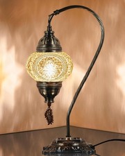 Image of Handcrafted Turkish Moroccan Mosaic Table Lamp - Swan Neck Touch Control 38cm