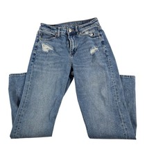 American Eagle Outfitters Womens Mom Straight Jean Light Wash Distressed Size 4