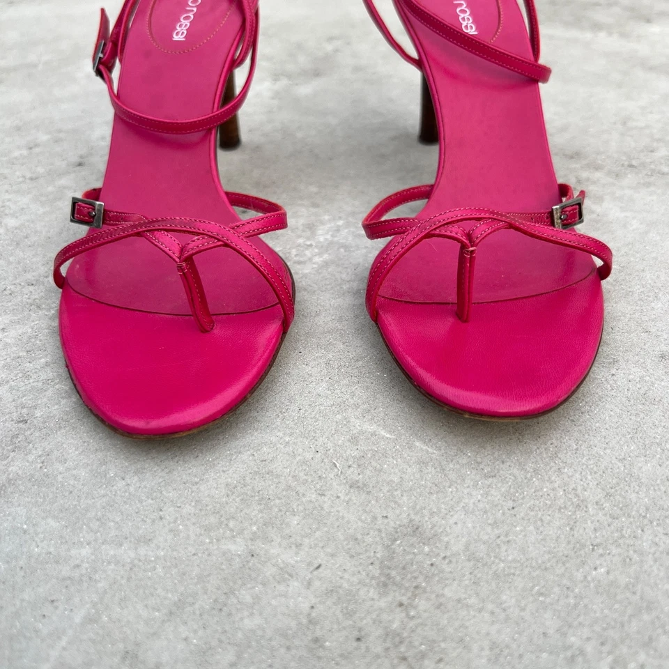 Sergio Rossi | Auténtico Cuero Rosa Tirantes Tanga Ajuste Hebilla Tacones (38) Foto 4 de 4