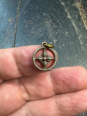 Mini Brass Double Vajra Pendant - Tibetan Amulet, Buddhist Charm, Vintage Talis