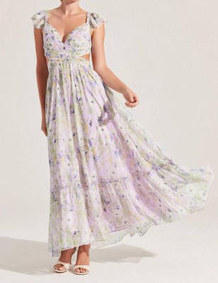 Astr Primrose Floral Strappy Back Maxi Dress Lavender Multi