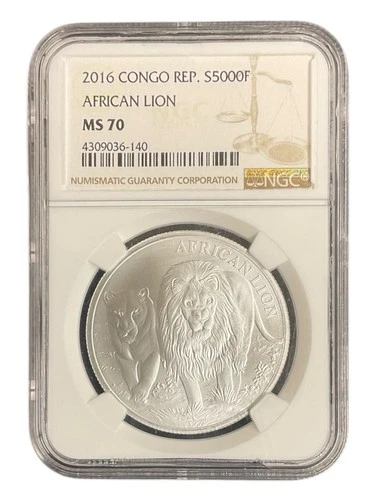 2016 AFRICA CONGO  1 OZ .999 SILVER AFRICAN LION NGC MS70
