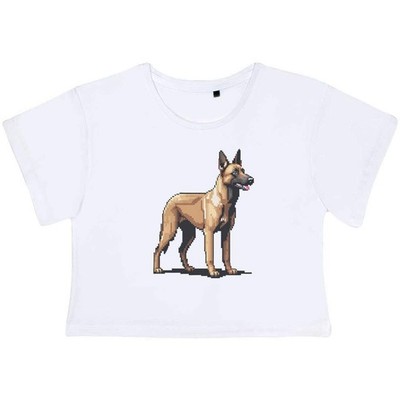 'Pixel Belgian Malinois' Adult Cotton Crop Top (CO060575)