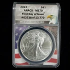 2024 American Silver Eagle $1 ANACS MS70 – Perfect Mint State 1 oz