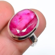 Ruby Gemstone Band Ring Size 925 Sterling Silver