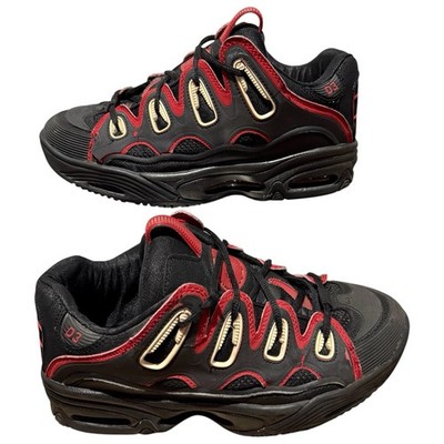 Osiris D3 2001 Black Red White Eyelets Mens Size 9 Skate Shoes Lowtop Skateboard