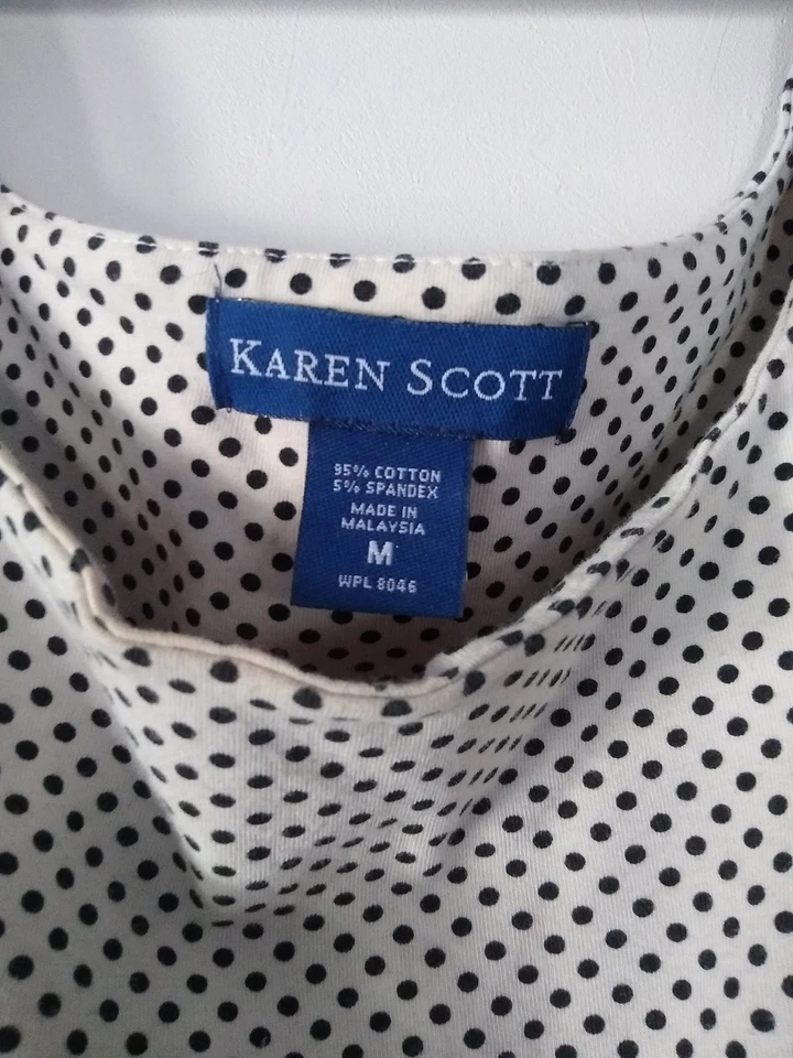 Top Karen Scott a lunares - Talla mediana - Blanco y negro sin mangas - Para mujer Foto 2 de 4