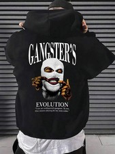 Men's Heavyweight Hoodie - Gangster Evolution Graphic Pullover Sweatshirt with H