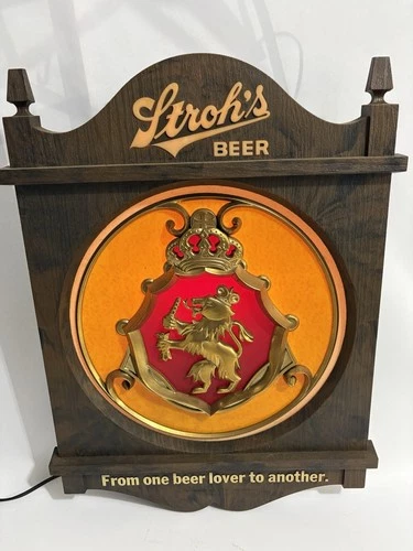 Vintage 1970's Stroh's Beer Lighted Sign "From one beer lover to another", works