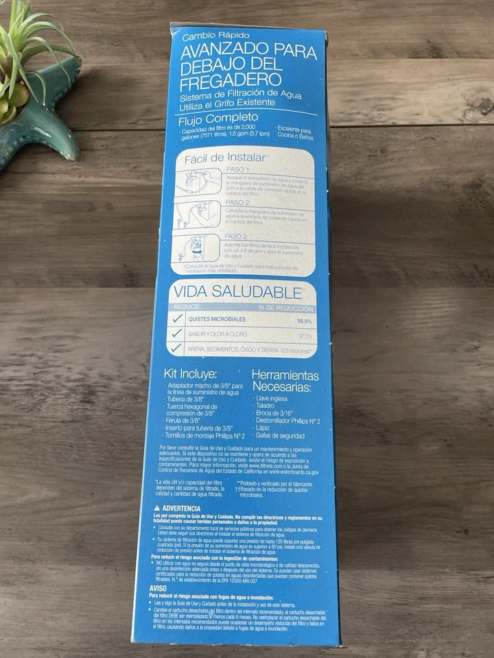Sistema de filtro de agua 3M Filtrete 3US-MAX-S01 máximo debajo del fregadero NUEVO CAJA ABIERTA Foto 2 de 4
