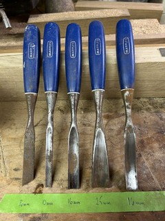 Marples Carving Chisels Gouges. 5 Vintage Blue Chip Chisels. Need Restoraion.
