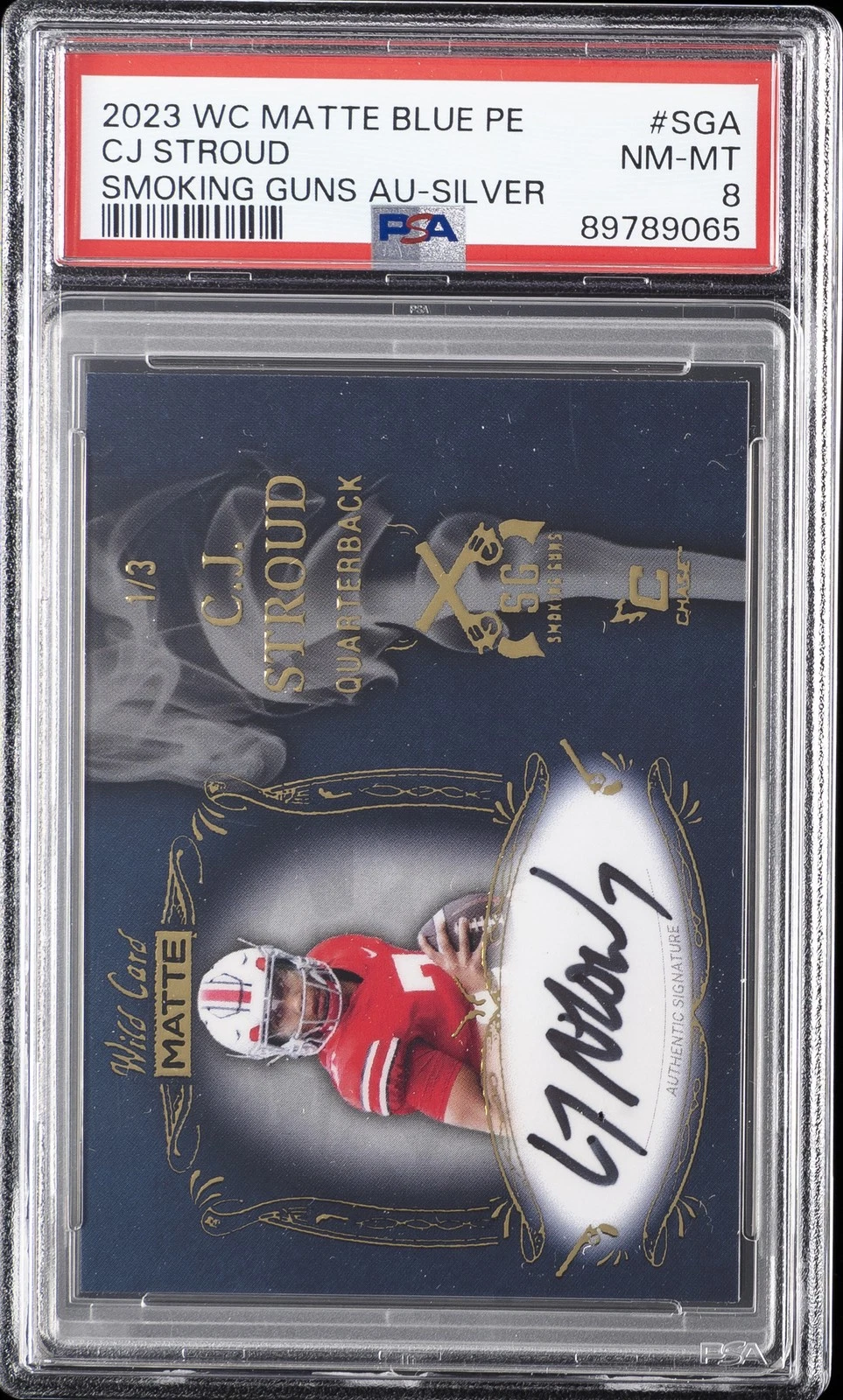 CJ Stroud Wild Card Matte Blue Premium Edition Smoking Guns Autographs #SGA Silver