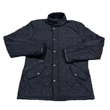 Barbour Powell Quilted Jacket Mens Size M Black Zip Snap Button