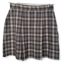 Vintage Old Navy Y2K Grey and white plaid pleated mini skirt size 2