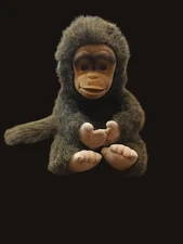 Brown Monkey 14" HAND Puppet by Hosung 1994 Full Body Flocked Chimp Chimpanzee