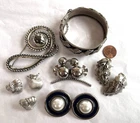Vintage 60's Costume Jewelry Lot, Silver Tone Trifari, RWP Wilson Armetale