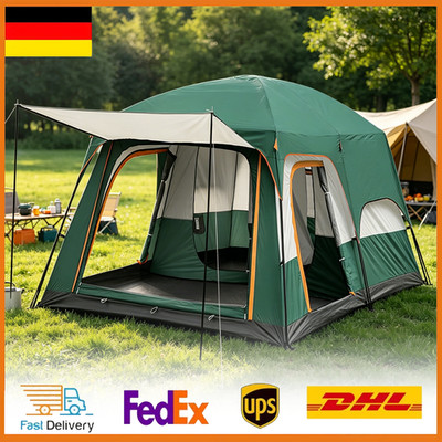Zelt Campingzelt Tunnelzelt mit Vorzelt und 2-Raum-Trennwand für 4-6 Personen