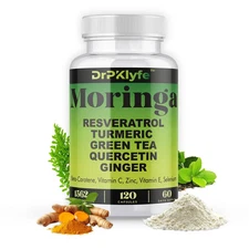 DrPklyfe  Moringa-Resveratrol-Turmeric-Green Tea-Quercetin-Ginger Complex 120c