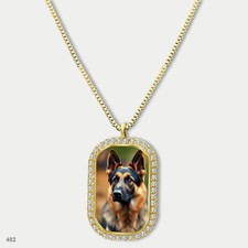New Cute German Shepherd Dog Breed Fashion Pendant Necklace Chain Graphic Dog Ta
