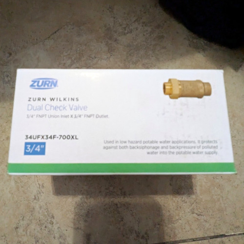 Zurn Wilkins 700XL Dual Check Valve 3/4 in Union Brass 34UFX34F-700XL