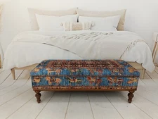 Handmade furniture, Hidden storage, Ottoman bench, Bohemian bench, Footstool 
