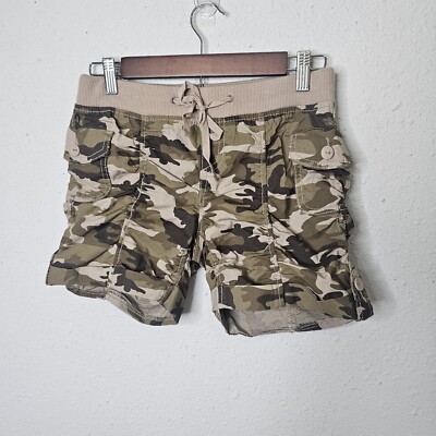 No Boundaries Juniors Army Green Camo Stretchy Shorts Cargo Pocket - Main Image