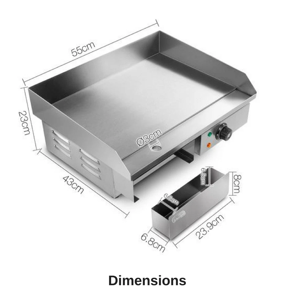 Electric Griddle Grill Hot Plate Cooktop Commercial Shop BBQ Cook Benchtop NEW - image 3 of 4