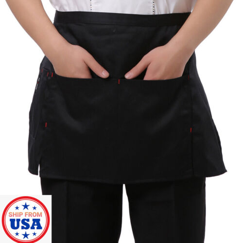 Waitress Waiter Waist Apron 3 Pockets Home Cooking Kitchen Chef Working Uniform - Picture 1 of 3